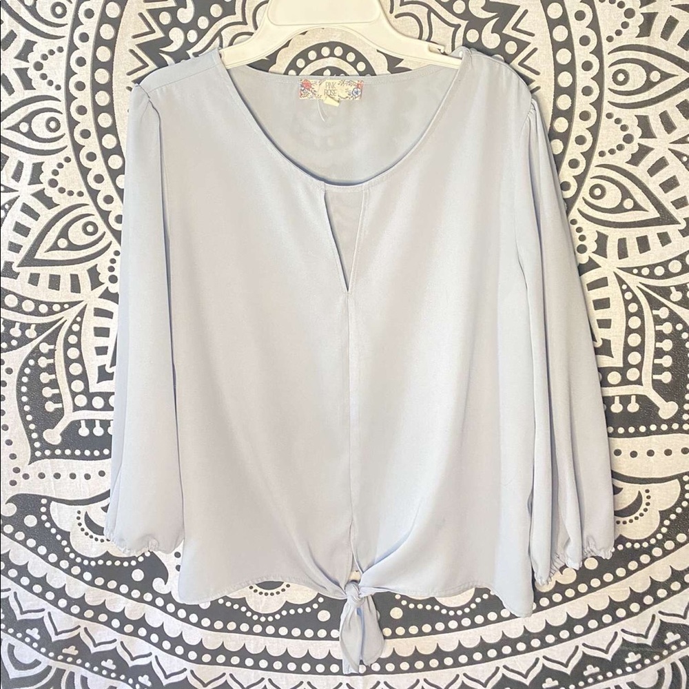 PINK ROSE- baby blue blouse